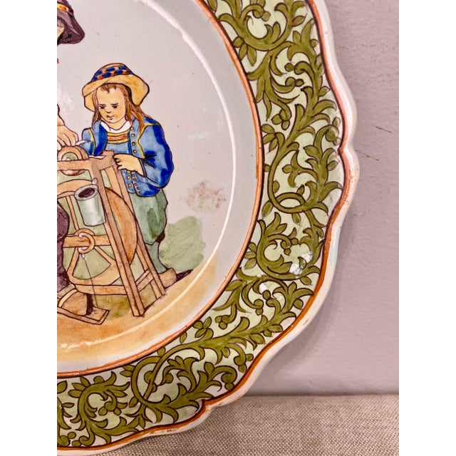 Late 19th Century French Porquier Beau Quimper Plate For Sale - Image 4 of 11