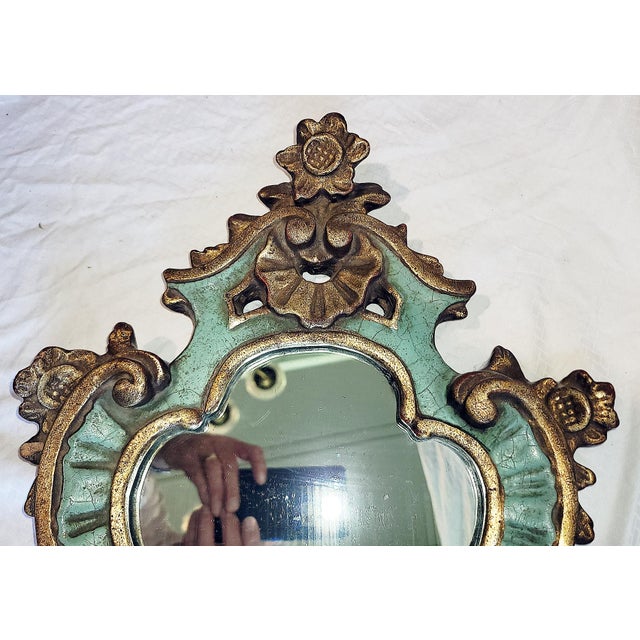 Rococo 1970s Italian Rococo Painted Mirror For Sale - Image 3 of 5
