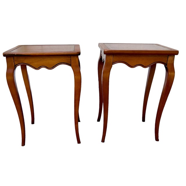 English 1970s Pair of Leather Embossed Cigar or Side Tables For Sale - Image 3 of 12