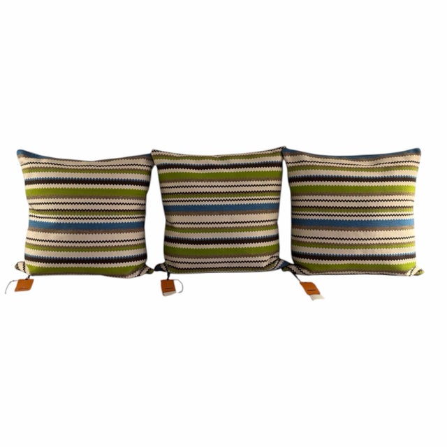 Contemporary Missoni Home Zig Zag Striped Pillows and Cube Ottoman Pouf – Set of Four For Sale - Image 3 of 8
