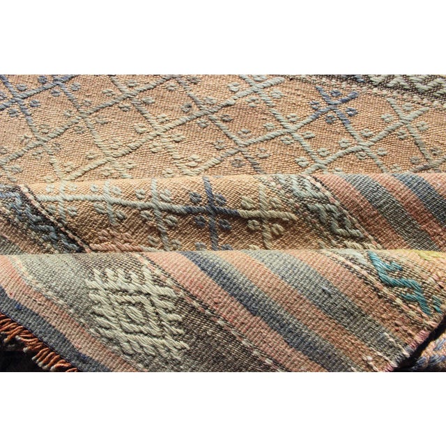 Vintage Turkish Kilim Runner With Geometric Shapes and Colorful Stripes For Sale - Image 9 of 11