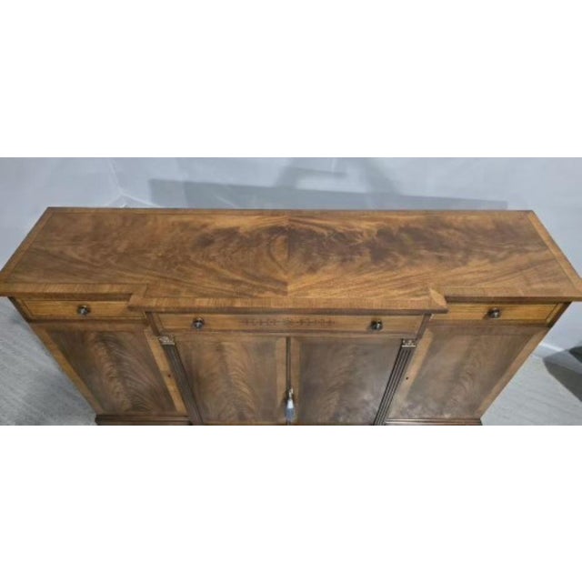 Vintage Brass Inlaid Breakfront Sideboard in Mahogany, 1920 For Sale - Image 9 of 17