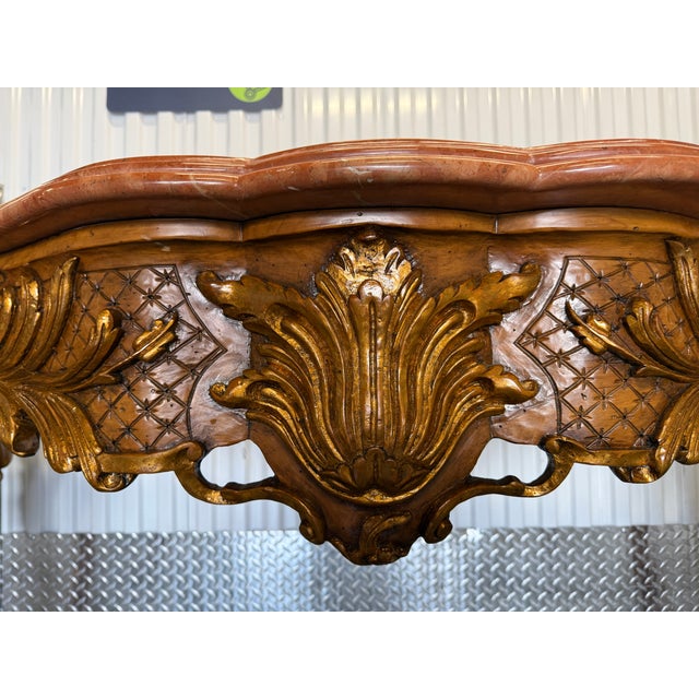 Large William Switzer Louis 16th Rouge Marble Top Console Table For Sale - Image 11 of 18