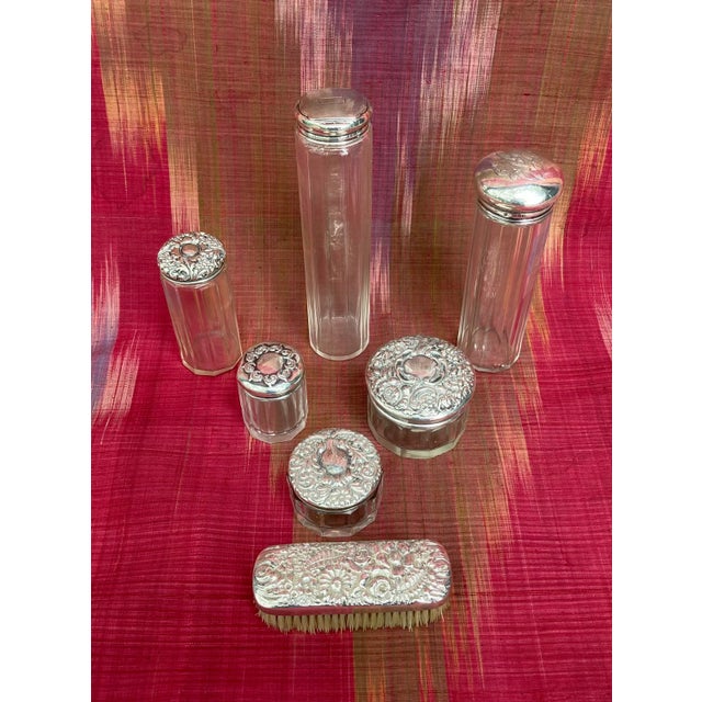 Antique Sterling &Crystal Dresser Set For Sale - Image 13 of 13
