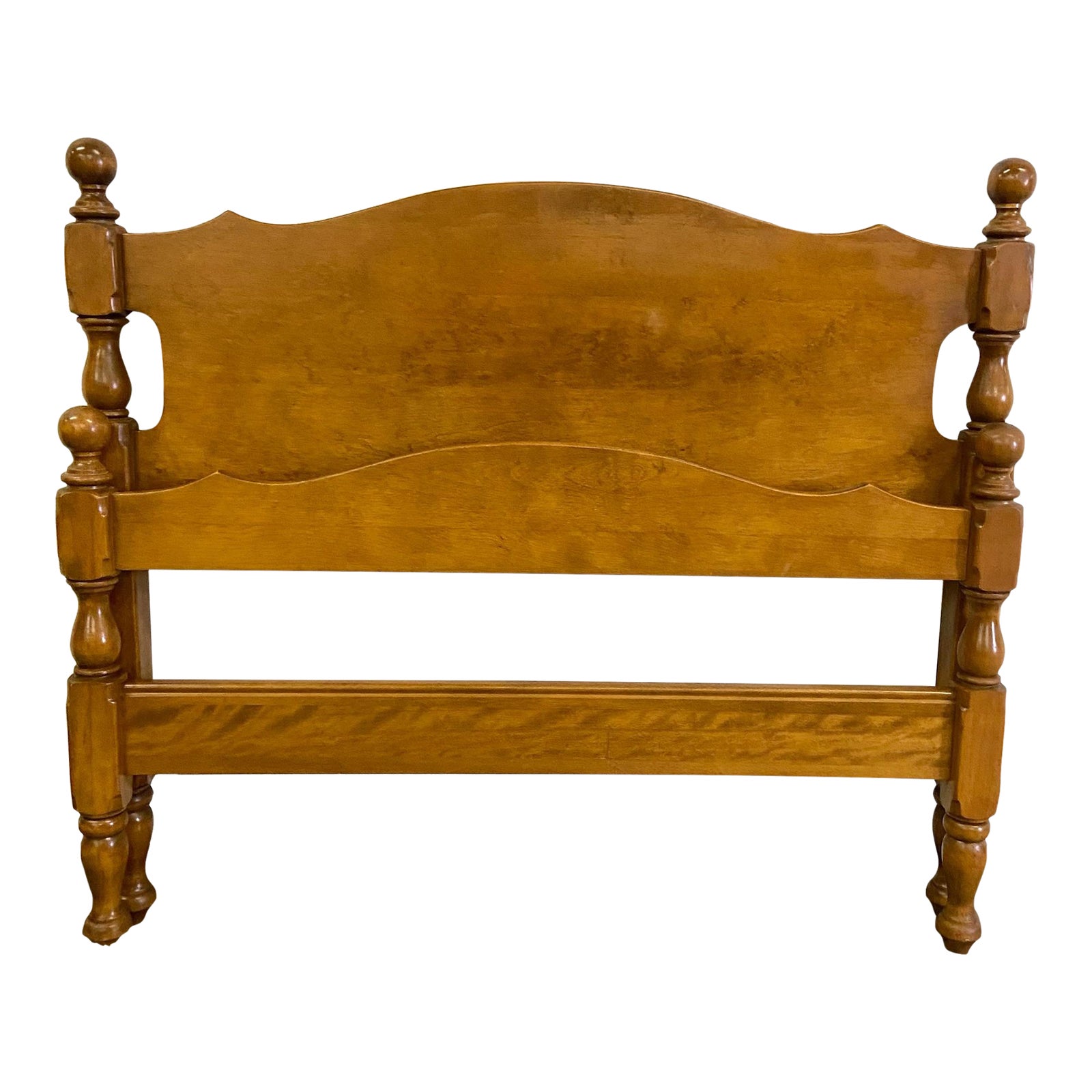 Vintage Ethan Allen Twin Size Baumritter Cannonball Headboard Footboard