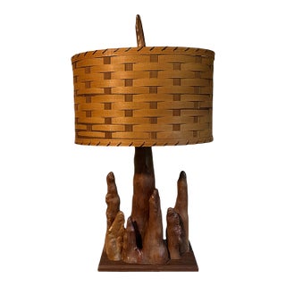 Vintage Scandinavian Modern Cypress Knee Table Lamp For Sale