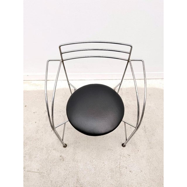 1980s Silver Moon Chair in Chrome and Skai by Pascal Mourgue for Fermob, France, 1980s For Sale - Image 5 of 8
