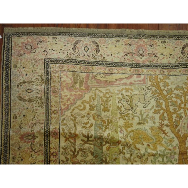 Green Zabihi Collection Pictorial Turkish Animal Square Rug For Sale - Image 8 of 10