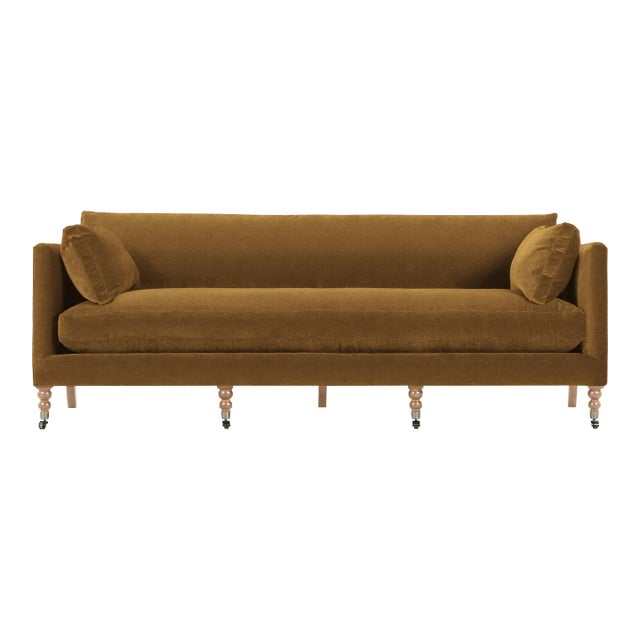 Greta Sofa, Camel Velvet For Sale