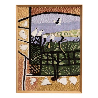 Framed Color Textile Wall Tapestry attributed to Pablo Picasso - Los Pichones, 1980s For Sale