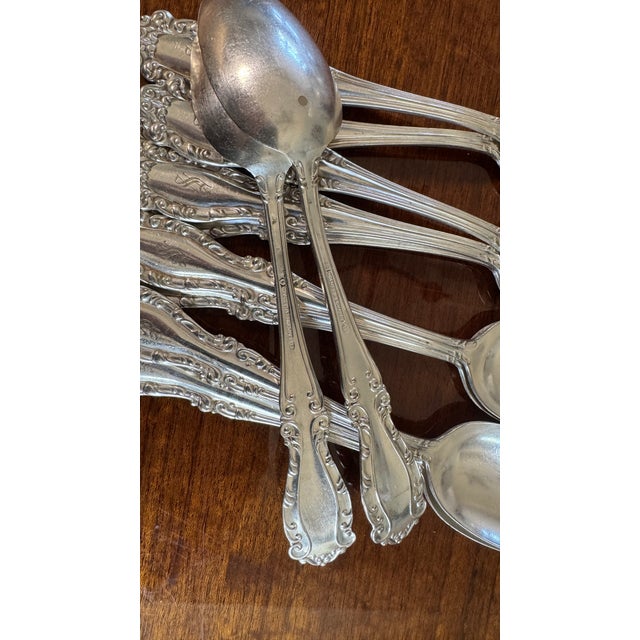 Antique Holmes & Edwards Silverplate Spoons,,Nassau/Fleur-De-Lis Pattern, Mono S Ornate 11 Pcs For Sale - Image 4 of 15