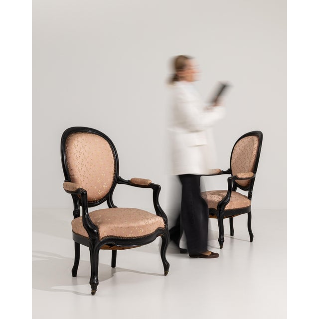 Blush Pair Of Louis Philippe Armchairs For Sale - Image 8 of 12