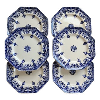 Ironstone Dinner Plates in Rouen Pattern from Longchamp, 1890s, Set of 6 For Sale