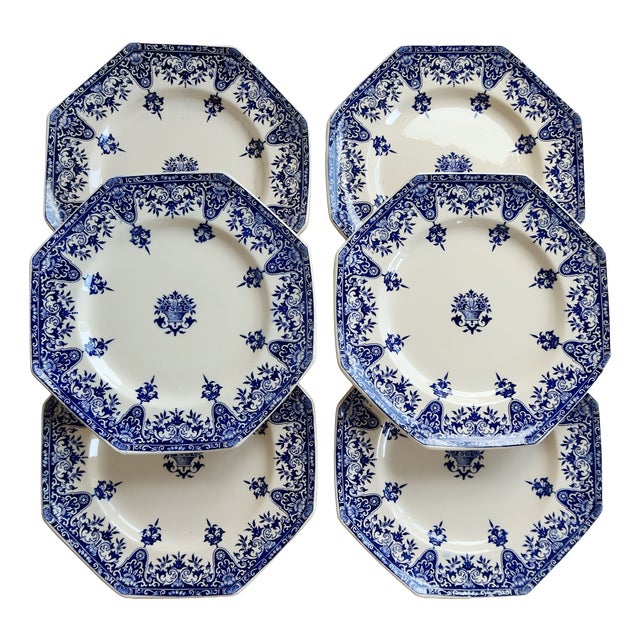 Ironstone Dinner Plates in Rouen Pattern from Longchamp, 1890s, Set of 6 For Sale