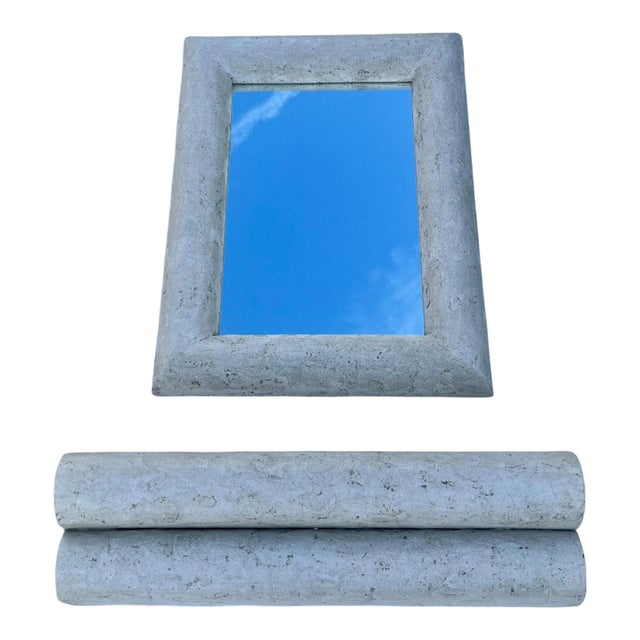 Large Vintage Stone Mirror and Wall Console For Sale - Image 4 of 4