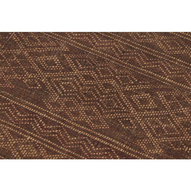1950s Vintage Tuareg Square Mat in Brown and Gold with Geometric Patterns- Rug & Kilim For Sale - Image 5 of 9