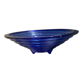 Handmade Spanish Art Deco Style Cobalt Large Bowl For Sale
