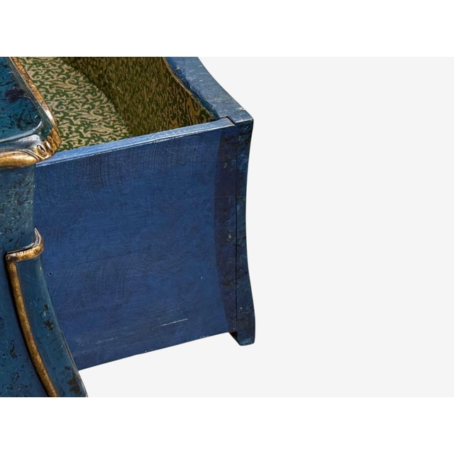 Royal Blue Single Royal Blue and Parcel-Gilt Decorated Bombay Commode or Chest For Sale - Image 8 of 10