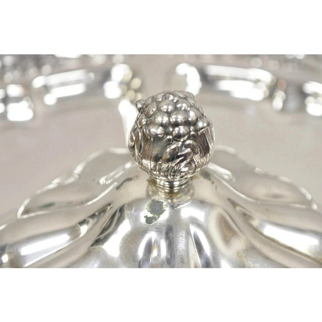 Mid 20th Century Vintage English Victorian Silver Plated Revolving Vegetable Serving Platter Tray For Sale - Image 5 of 12