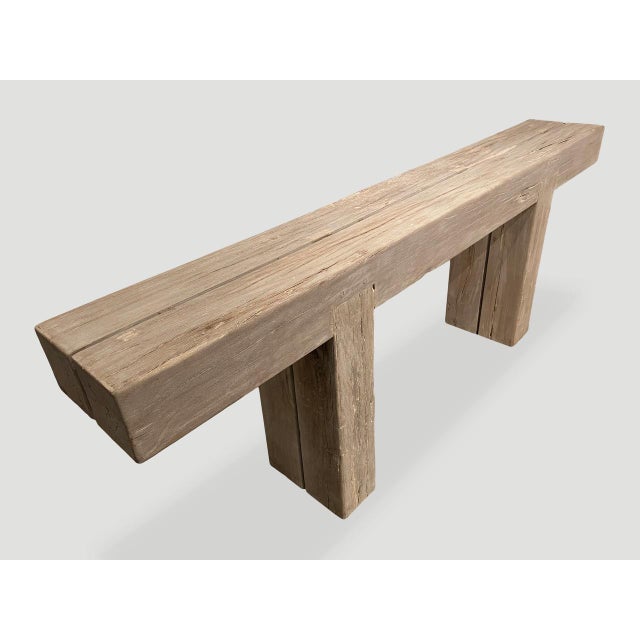 Wood Andrianna Shamaris Teak Wood Log Console Table For Sale - Image 7 of 18