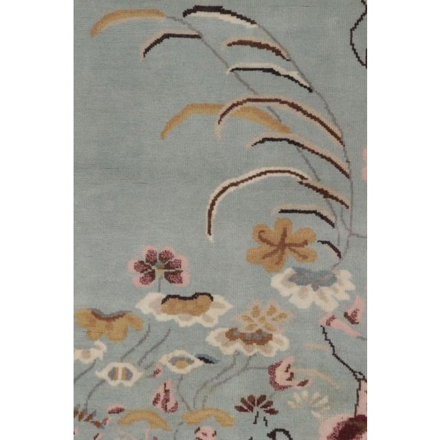 Rug & Kilim’s Chinese Art Deco Inspired Rug, Misty Blue With Floral Landscape For Sale In New York - Image 6 of 10