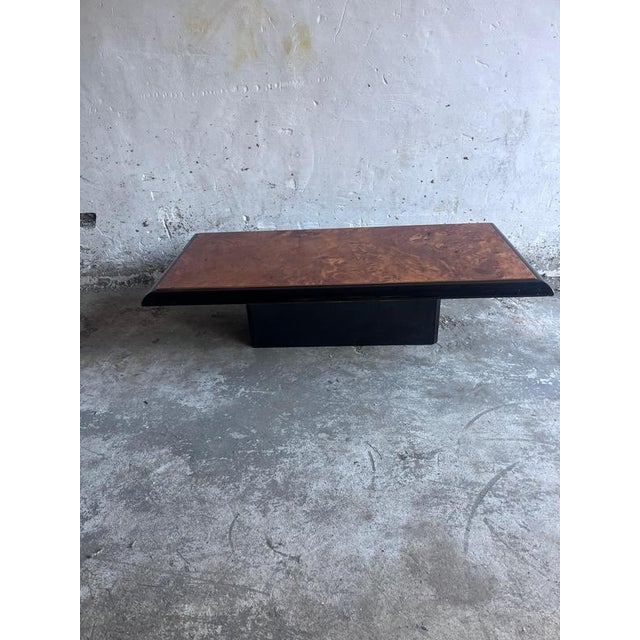 Vintage Burl Wood Coffee Table on Black Lacquered Base For Sale - Image 11 of 12