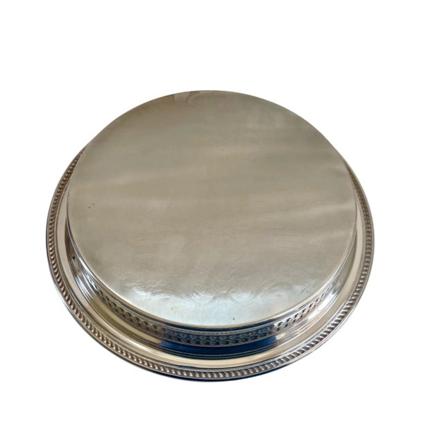 Gorham Vintage Gorham Etched Silver Plate Pierced Gallery Serving Tray For Sale - Image 4 of 9
