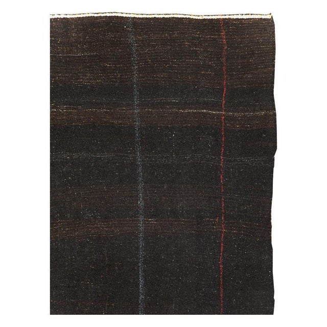 Tribal Galerie Shabab Collection Mid-20th Century Turkish Tribal Kilim Room Size Carpet in Dark Brown and Black For Sale - Image 3 of 9