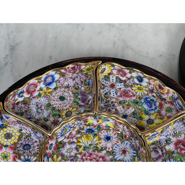 Early 20th Century Vintage Chinese Canton Sweet Meat Set With Case C. Early 20th Century For Sale - Image 5 of 9