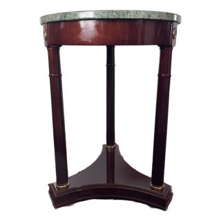 1980s Bombay Company French Empire Neoclassical Style Green Marble Top Side Mahogany Table For Sale