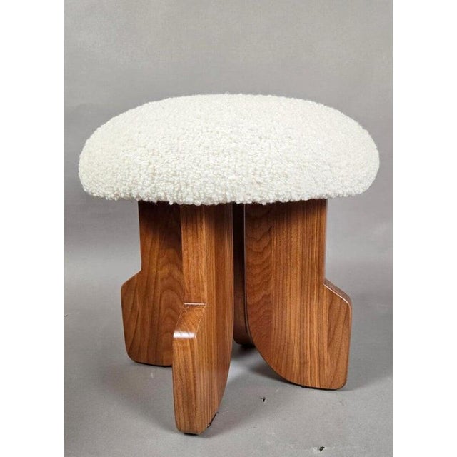 2000 - 2009 Stools in Wood and Fabric, Italy, Set of 2 For Sale - Image 5 of 6