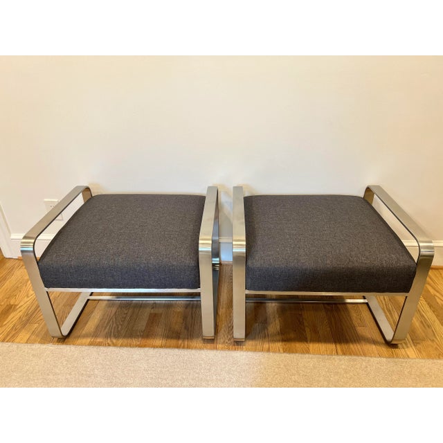 Pasha Axon Modern Ottomans - a Pair For Sale - Image 10 of 13