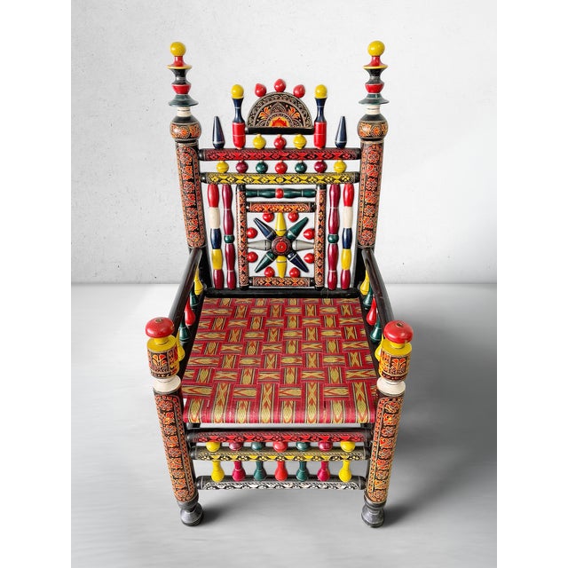 Tribal Vintage Pakistani Ceremonial / Punjabi Wedding Chair For Sale - Image 3 of 9