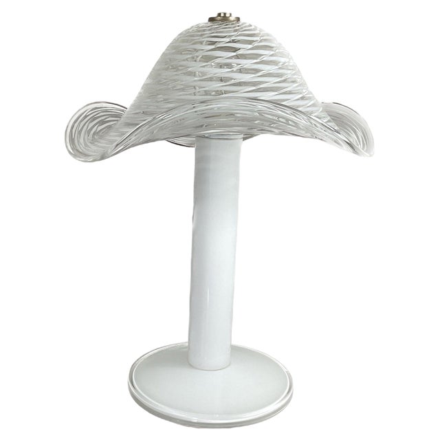 White Murano Table Lamp, 1970s For Sale