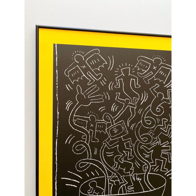 Keith Haring Keith Haring Vintage 1990 Lithograph Print Framed Large Pop Art Exhibition Poster " Untitled " 1985 For Sale - Image 4 of 15