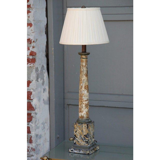 Faux marble column lamp with custom pleated shade (Shade Dimensions: 8"H x 10"W)