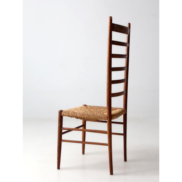 Vintage Ladder Back Rush Seat Chair For Sale - Image 4 of 12
