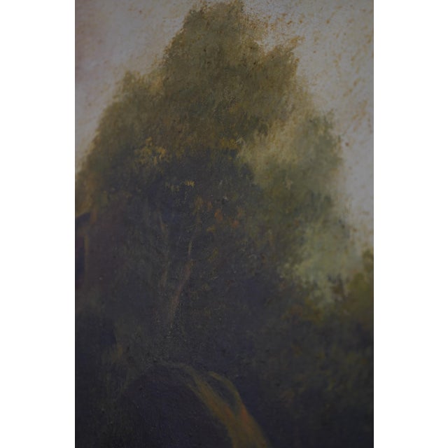 Brown Henry Harvey Oil on Canvas Large Farm Scene Painting - Signed For Sale - Image 8 of 12
