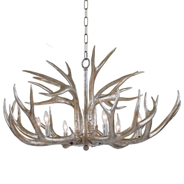 Plastic Regina Andrew Antler Chandelier in Ambered Silver Leaf For Sale - Image 7 of 7