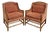 Pair of Vintage Cal-Mode French Walnut Lounge Chairs in Terracotta Upholstery For Sale