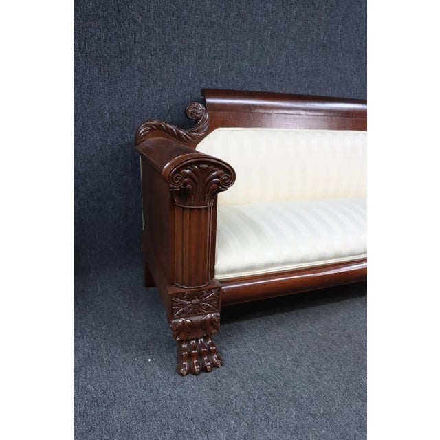 American Classical Empire Acanthus Carved Mahogany Sofa For Sale - Image 4 of 11