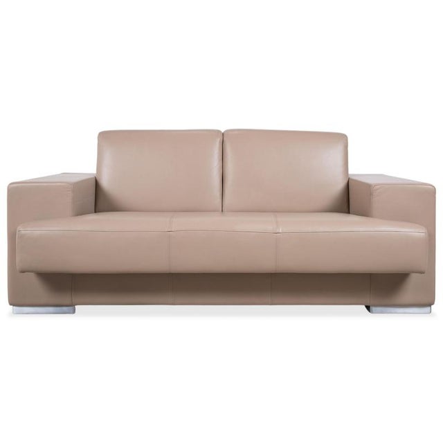 Rolf Benz Two-Seater Leather Sofa Cream Beige Couch For Sale - Image 9 of 9
