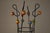Decorative contemporary freestanding coat and hat stand in the style of the playful mid-century designs associated with...
