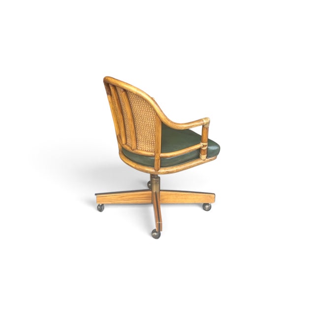 Vintage McGuire Louis XVI Swivel-Tilt Desk Chair in Green Leather For Sale - Image 14 of 18