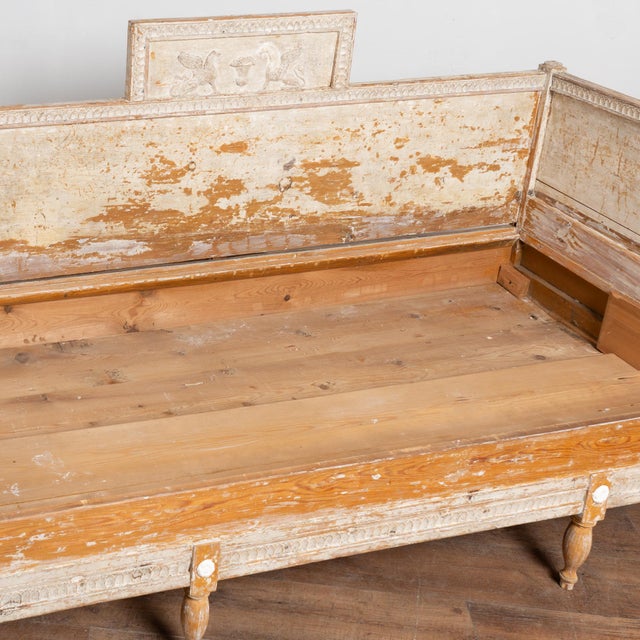 19th Century Swedish Gustavian Original Gray Painted Pine Bench For Sale - Image 14 of 17