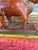 Brown Likely Antique Hand-Carved Wooden Cow Figurine on Painted Base - Folk Art Sculpture For Sale - Image 8 of 9
