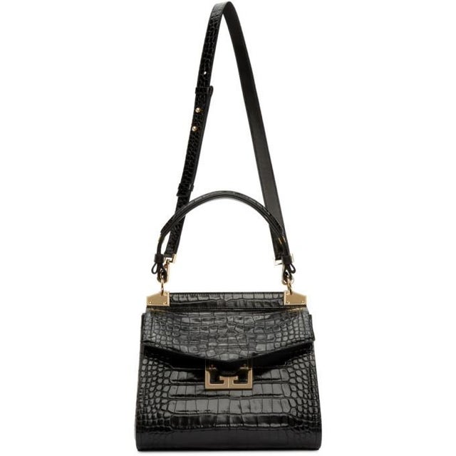 Black 2020s Givenchy Embossed Leather Shoulder Bag Top Handle Mystic Mini Croc-Embossed, Attributed For Sale - Image 8 of 14