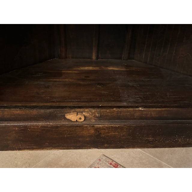 1990s Vintage Indian Teak Wood Door Corner Cabinet Armoire, Tv Stand For Sale - Image 11 of 11