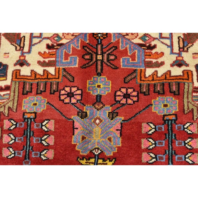 Ivory Zanjan Rug 3'10'' X 5'2'' Ivory Wool Vintage Tribal Hand-Knotted Oriental Carpet For Sale - Image 8 of 12