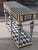 Vintage Harlequin Entryway Console Table Black & White Hollywood Regency For Sale - Image 4 of 9